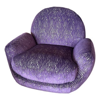 Interlude Home Laurent Lounge Swivel Chair With Custom Kravet Fabric For Sale