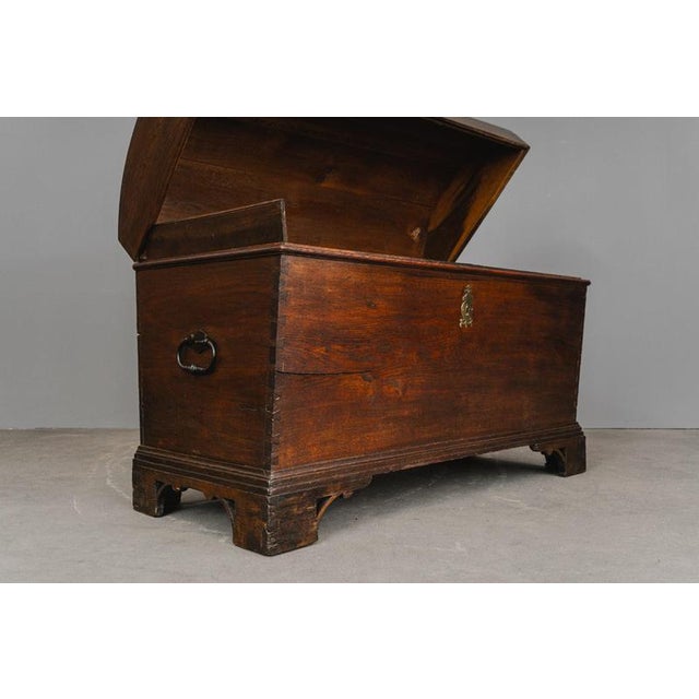 Biedermeier Round-Topped Chest in Brass, Iron and Oak For Sale - Image 11 of 18