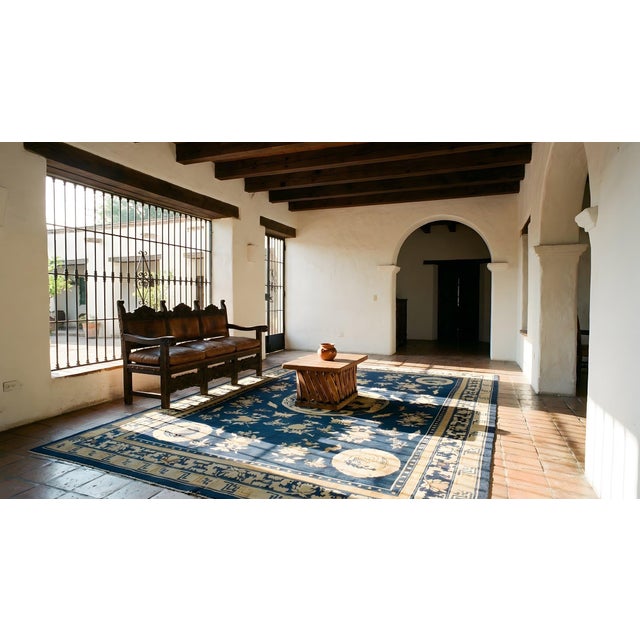 Wonderful Navy Background Color With Medallion Design Antique Chinese Peking Rug For Sale - Image 12 of 14