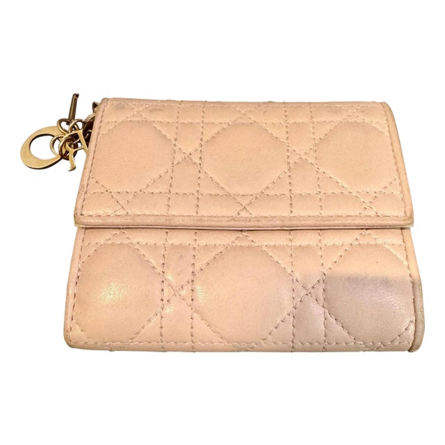 Christian Dior lady Dior Mini wallet, Cream / Beige For Sale