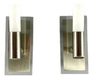 Vintage Wall Sconces with Glass and Metal Fittings, Set of 2