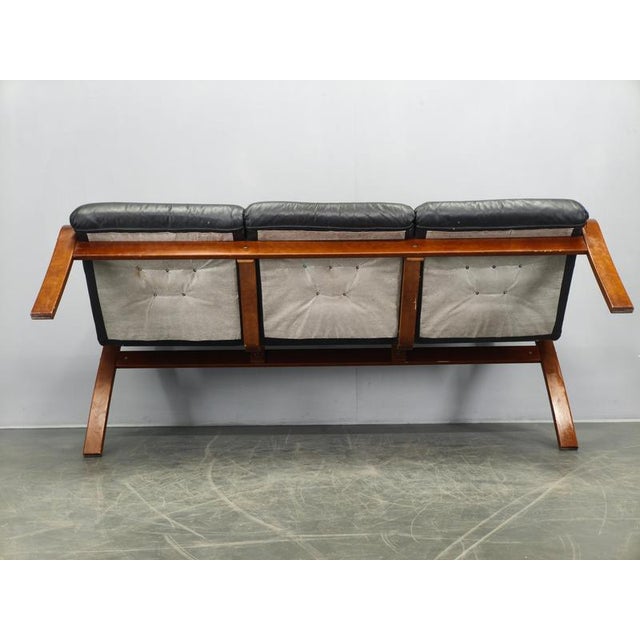 Scandinavian Leather Sofa in the style of Alvar Aalto, 1970s For Sale - Image 13 of 14
