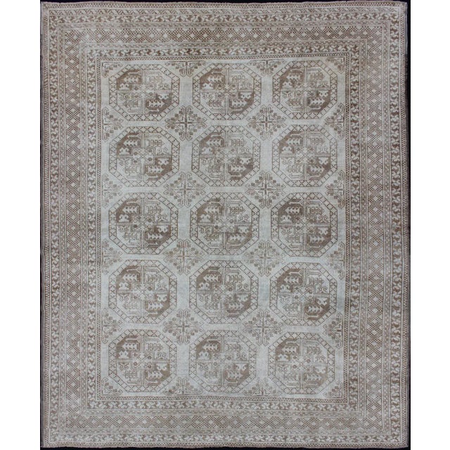 Turkish Rug With Multi-Medallions in Tribal Ersari Design With Brown & Neutrals For Sale - Image 13 of 13