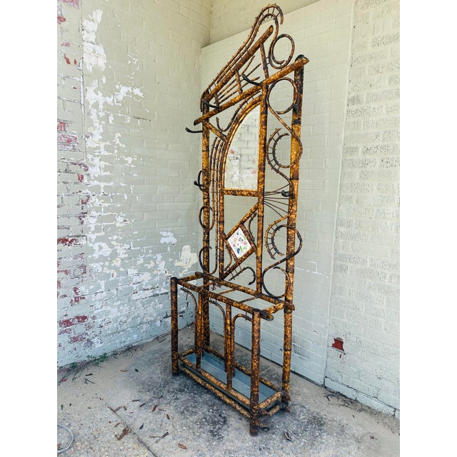 Traditional Antique Bamboo Hall Tree For Sale - Image 3 of 12