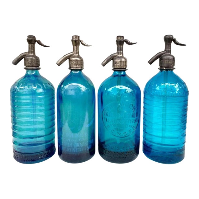 Shades of Blue Vintage Seltzers - Set of 4 For Sale