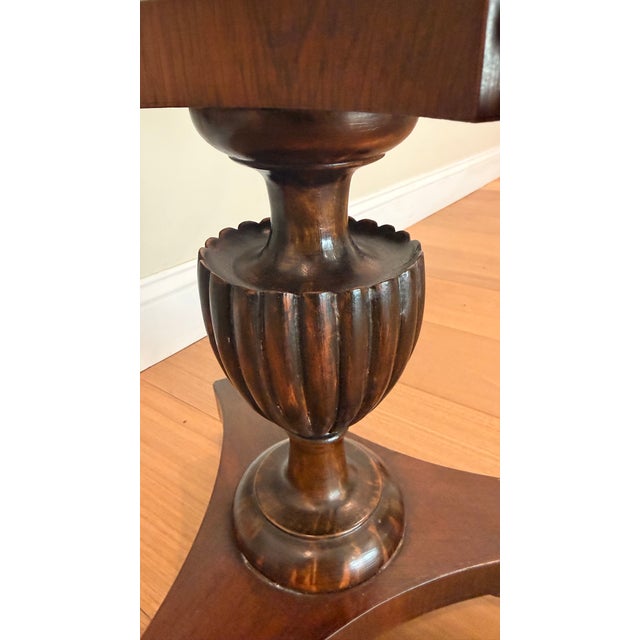 Early 20th Century Inlaid Mahogany Federal Style Sewing / Work Table With Lyre Base For Sale - Image 10 of 12
