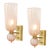Modernist Hand-Blown Fluted Murano Glass Sconces W/ Orbital Drop in Frosted Rose For Sale