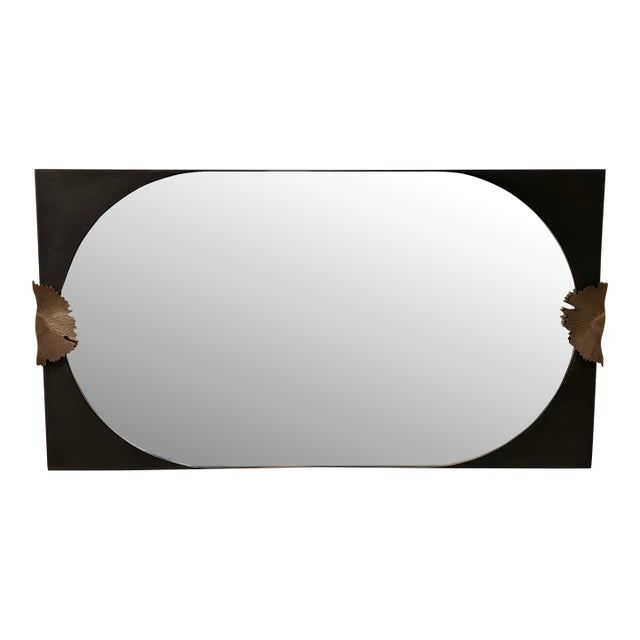 Arteriors Modern Brass and Wood Envy Wall Mirror For Sale