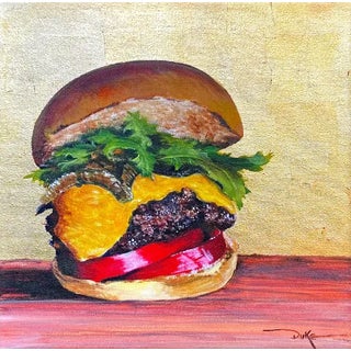 Contemporary Impressionist Still Life Painting, "This Is Not a Cheeseburger" For Sale