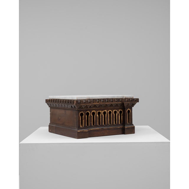 20th Century French Wooden Pedestal With Marble Top For Sale - Image 18 of 18