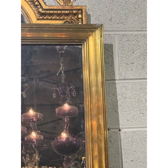19th Century Transitional Antique Brass Bistro Mirror For Sale - Image 4 of 6