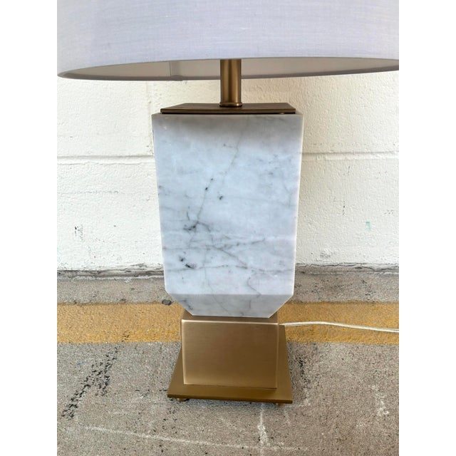 2020s Touchstone Lamp White Marble & Brass For Sale - Image 5 of 5
