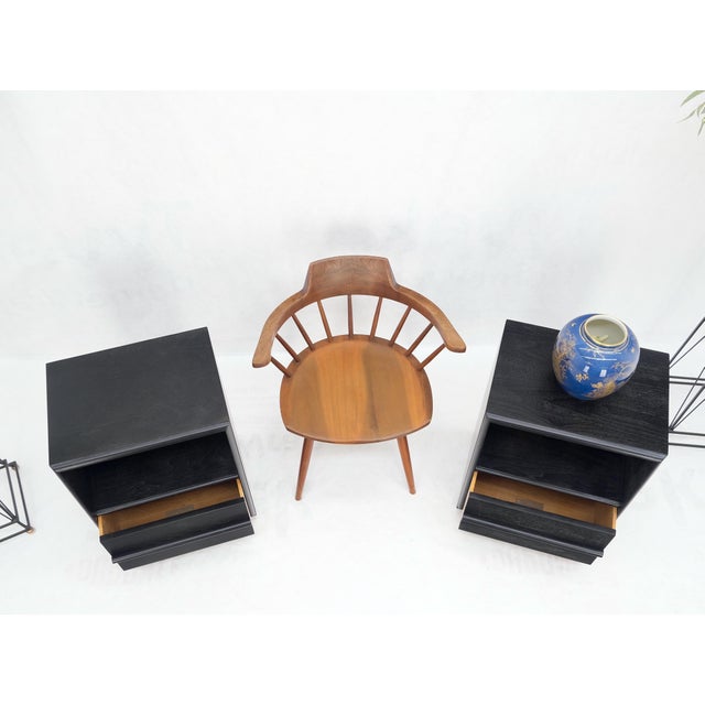 Pair Gibbings for Widdicomb Ebonized Black Lacquer Night Stands End Tables Mint For Sale - Image 14 of 15