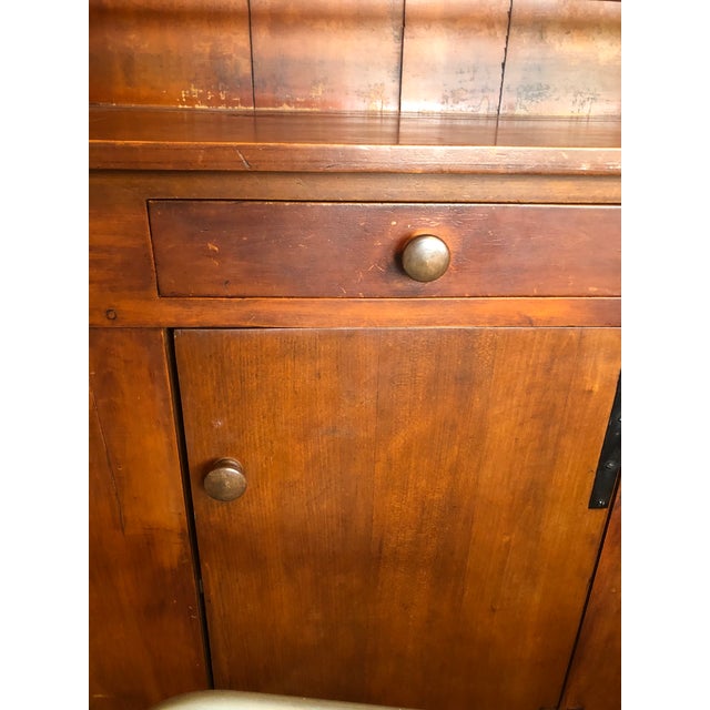 Wood Late 18th Century VTG Pine Country One Piece Stepback Hutch Display Shelves, and Lower Storage Cabinet For Sale - Image 7 of 12