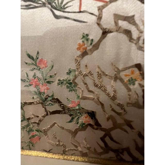 Rare 1950's Framed Cut Postal Stamps on Silk For Sale - Image 12 of 12