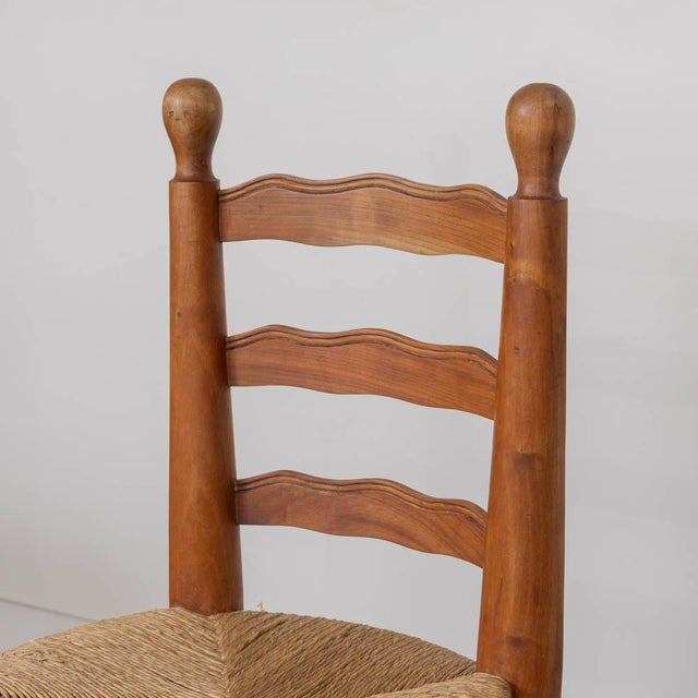 1950s French Wood and Woven Chairs Attributed to Charles Dudouyt, Set of 4 For Sale - Image 9 of 11