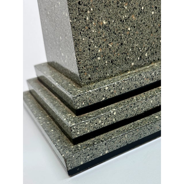 Stone Relocation Super Sale! High 1980s Postmodern Gray Obelisk Table Lamp For Sale - Image 7 of 7