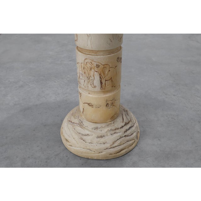 Carved Alabaster Pedestal with Engraved Figures, Italy, 1900s For Sale - Image 9 of 11