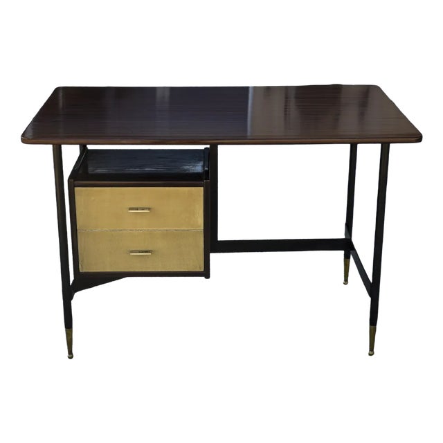 Wooden & Metal Desk with Drawers, Italy, 1950s For Sale