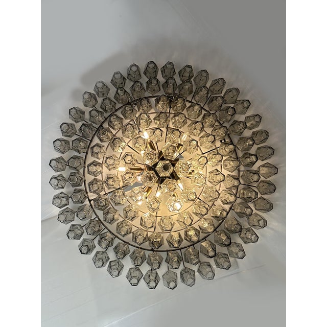 Contemporary Modern Grey "Poliedri" Murano Glass Flush Mount by Simoeng For Sale - Image 4 of 6
