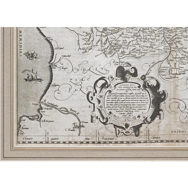 19th Century Antique Map Portugal Ortelius Framed Copper Engraving Portugal Vernando Alvaro Secco For Sale - Image 5 of 7