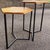 Set of two handmade hexagon nesting tables, sold together. Tops are reclaimed pine, hand cut and finished with Danish oil...