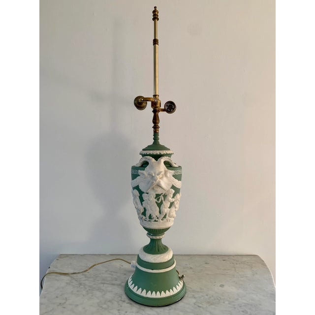 Wedgwood Antique Wedgwood Jasperware Ram's Head Table Lamp For Sale - Image 4 of 13