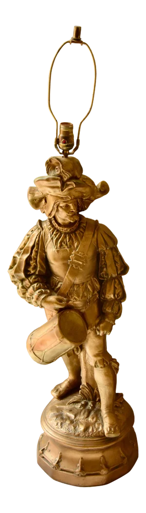 Figural Victorian Conquistador Soldier Bronzed Chalkware Sculpture Lamp
