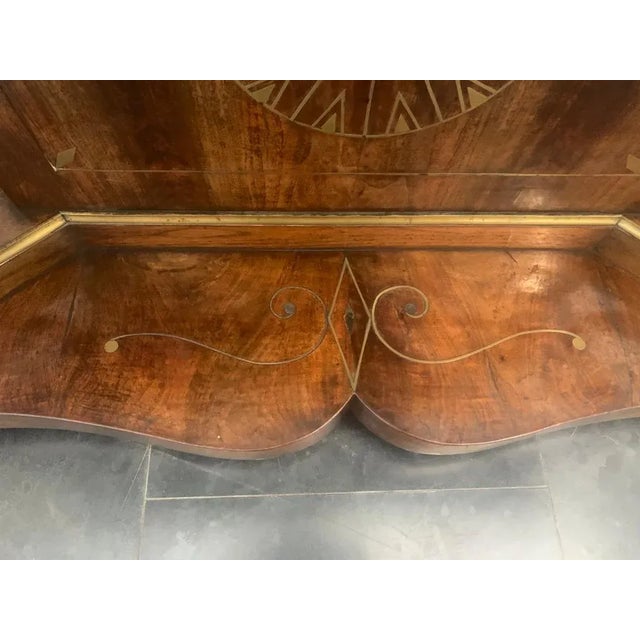 Console & Mirror in Inlaid Walnut with Brass Hardware, Set of 2 For Sale - Image 15 of 17