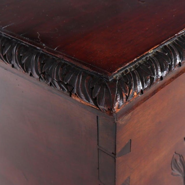 Brown Antique Continental Chippendale Carved Mahogany 3-Drawer Mule Chest C1880 For Sale - Image 8 of 18