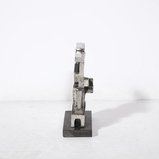 Brutalist Brutalist Modernist Geometric Sculpture in Caste Stainless Signed Paul Mount For Sale - Image 3 of 13