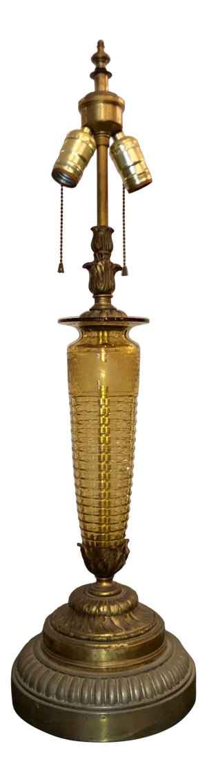 Vintage Hawkes Pairpoint Amber Crystal Table Lamp