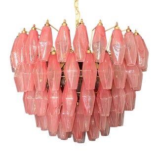 Pink Alabaster Murano Glass Poliedri Chandelier, 1990s For Sale