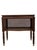 Milling Road by Baker Furniture mahogany console table featuring woven cane panels on all three sides, elegant turned and...
