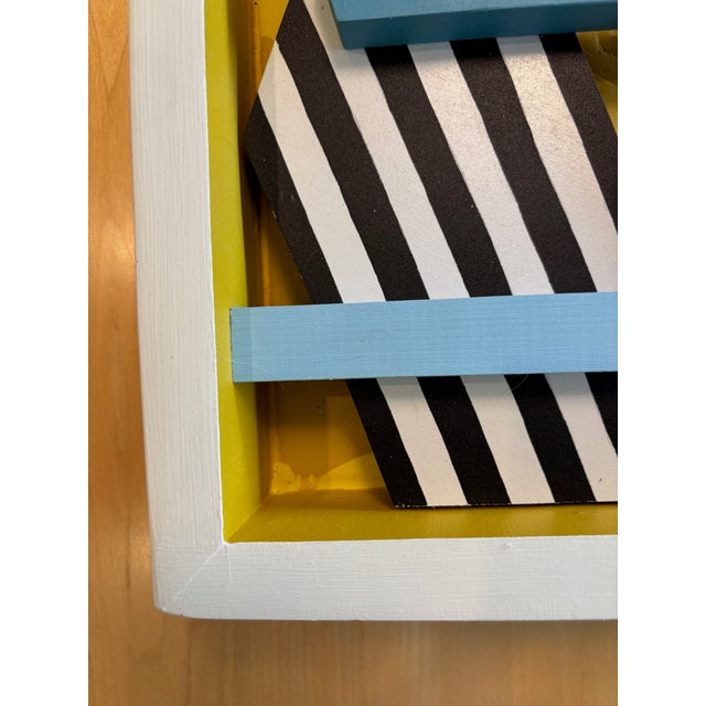 Postmodern Original 3-D Assemblage Art Piece Entitled "Blue Ribbon" by Angela Chrusciaki Blehm For Sale - Image 3 of 9