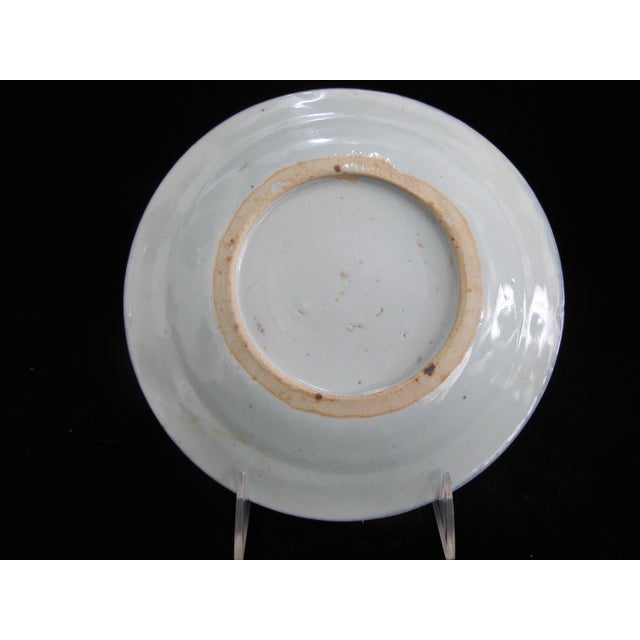 Early 20th Century Antique Chinese Canton Blue Export Village Scene Porcelain Plate 8 3/4" For Sale - Image 5 of 6