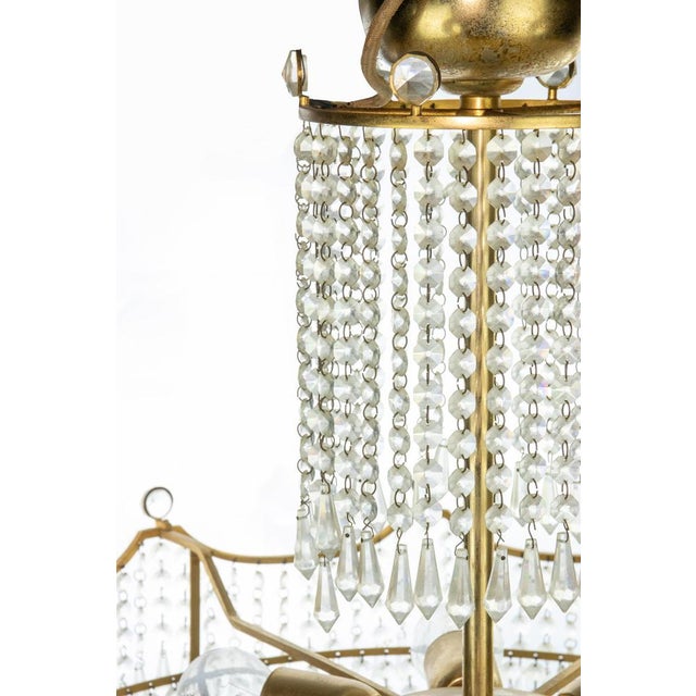 Vintage Crystal Drops Chandelier, Italy, 1970s For Sale - Image 4 of 5