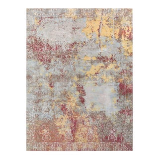 Rug & Kilim’s Abstract Modern Rug in Blue and Red All Over Pattern For Sale