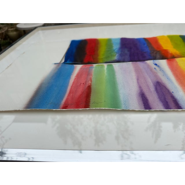 1970s Original Signed 47" Tom Graboski "Long Patch Rainbow" Watercolor Paper Sculpture, Framed For Sale - Image 12 of 17