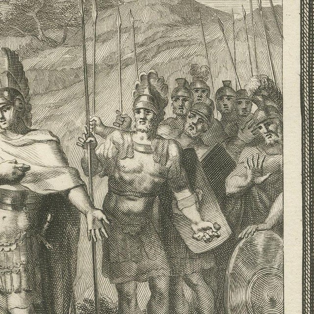 Pieter Mortier, David Spares Saul and Abigail Meets David, 1700, Engraving For Sale - Image 4 of 12