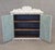 Farmhouse Antique Rustic Pine Two Door Sideboard Cabinet With Handpainted Lattice and Leaf Motif For Sale - Image 3 of 18