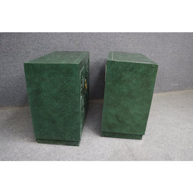 Pair of Henredon Faux Malachite Cabinets For Sale - Image 13 of 16
