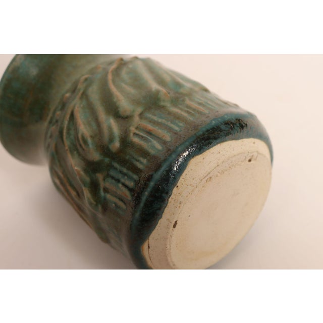 Petite Vintage Green Glaze Studio Ceramic Sgraffito Bud Vase by Deanna Nichols For Sale - Image 10 of 11