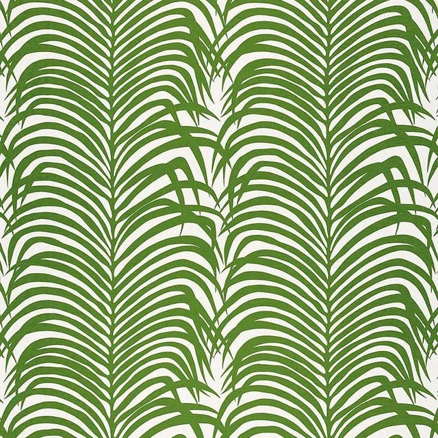 Schumacher Sample, Schumacher Zebra Palm Fabric in Green For Sale - Image 4 of 4