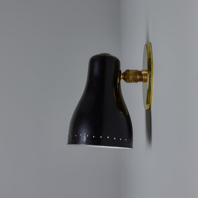 1960s Black & Brass Wall Lamp Attributed to Jacques Biny For Sale In Los Angeles - Image 6 of 12