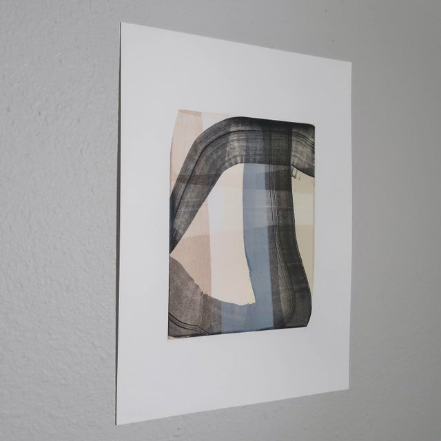 Contemporary Original Abstract Wabi Sabi Gestural Painting on Paper in Charcoal, Taupe, and Champagne For Sale - Image 3 of 9