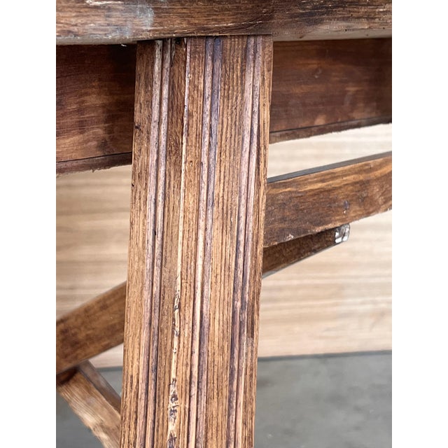 Early 20th Century French Oak Worktable Table with One Drawer, 1920s For Sale - Image 13 of 18