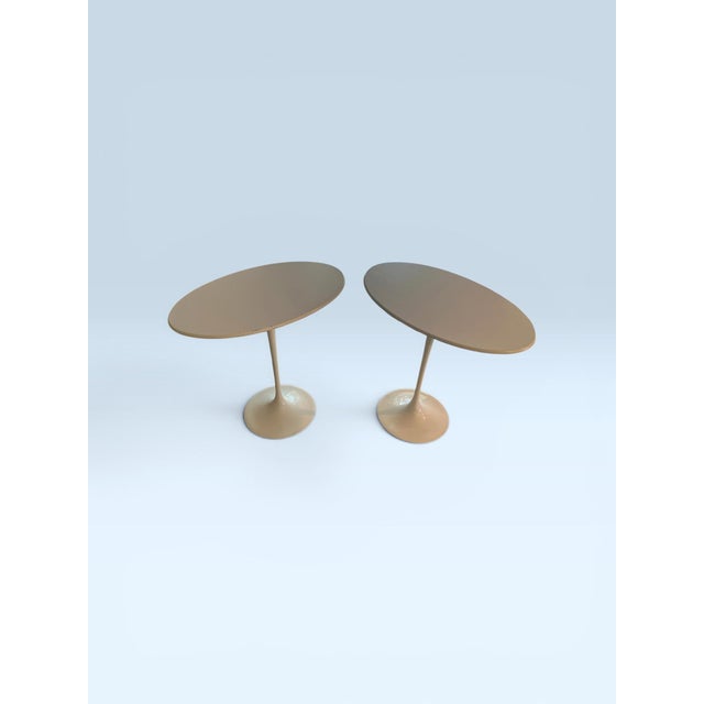 White 1980s Pair of Authentic Knoll International Saarinen Oval Tulip Side Tables For Sale - Image 8 of 12