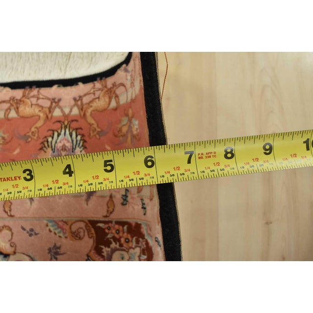 Fine Tabriz Rug 5′ X 6’8” Black Wool/Silk Traditional Hand-Knotted Carpet For Sale - Image 13 of 15