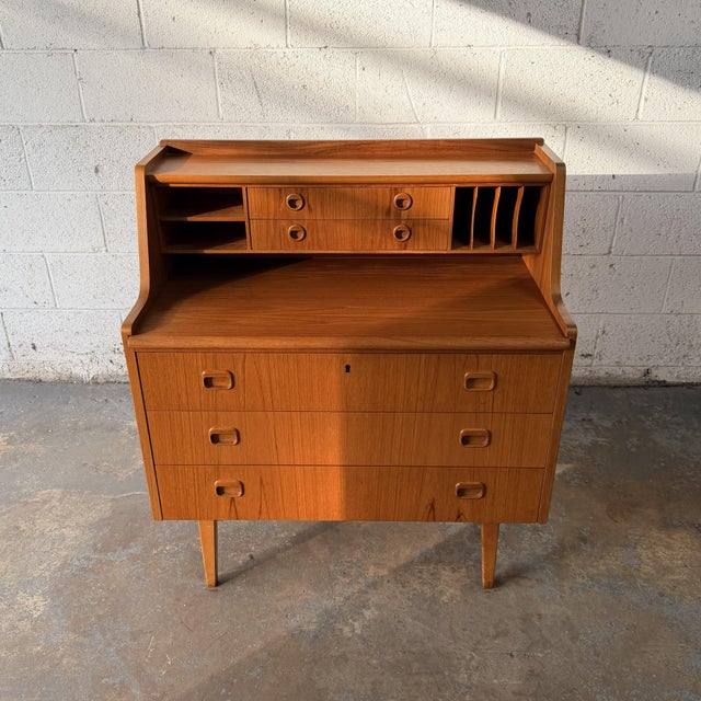 Egon Ostergaard Vintage Swedish Teak Chatol Secretary Desk by Egon Ostergaard Svensk Möbelindustri, 1960s Mid Century For Sale - Image 4 of 10